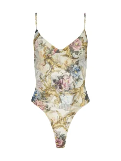 Hot L’agence - Elowen Underwire Bodysuit - Vintage White Floral Baroque Bodysuits