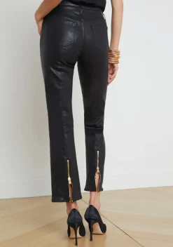 Online L’agence - Ginny Coated Jean - Noir Coated Denim | All Denim