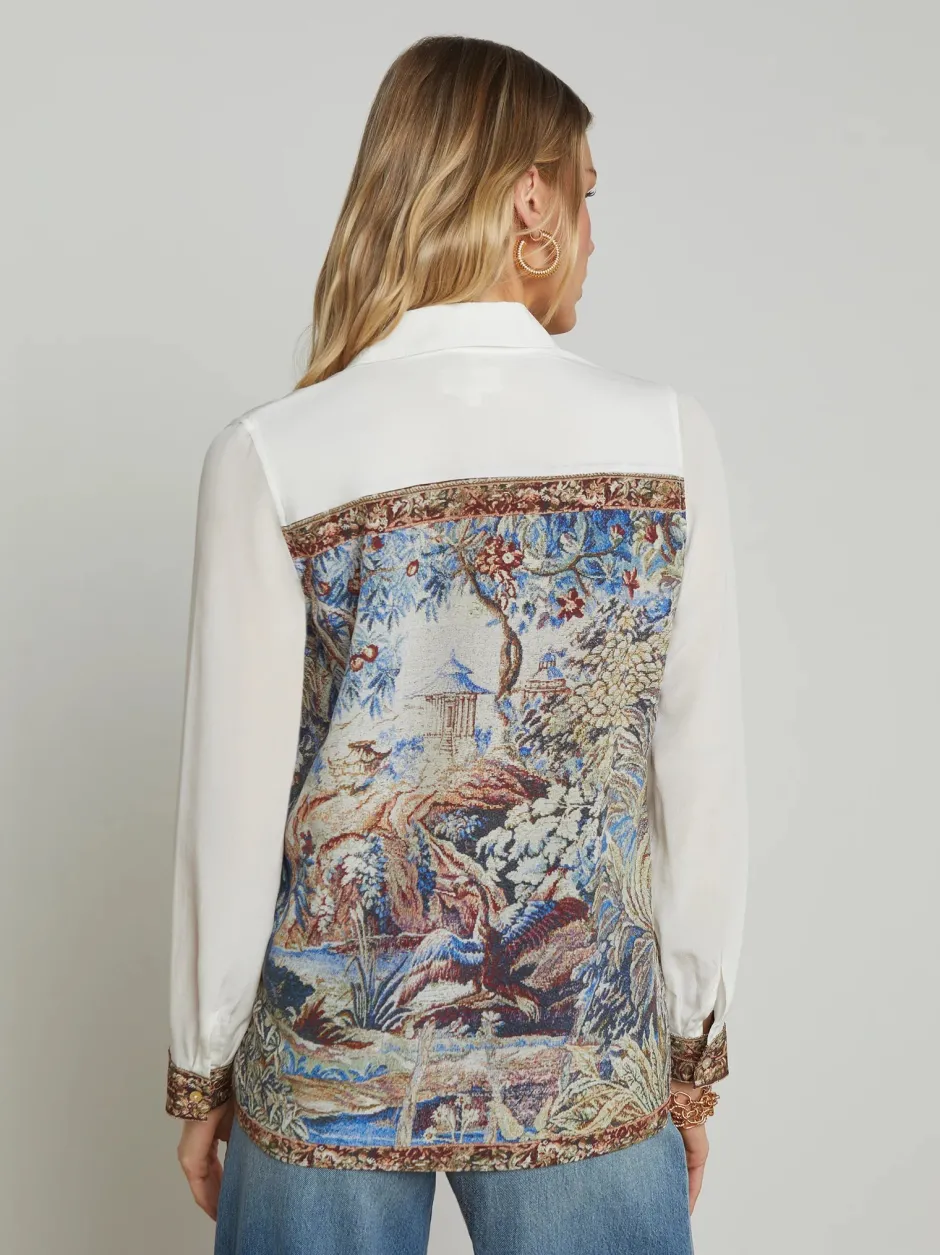 Fashion L’agence - Gio Silk Blouse - Multi Tapestry Print Blouses