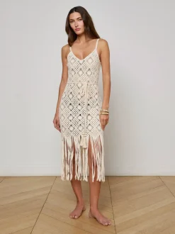 Sale - Haleigh Crochet Cover-Up Dress - Natural Coverups
