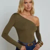 Online L’agence - Hattie One Shoulder Top - Pine One Shoulder