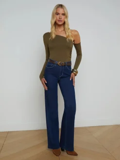Online L’agence - Hattie One Shoulder Top - Pine One Shoulder