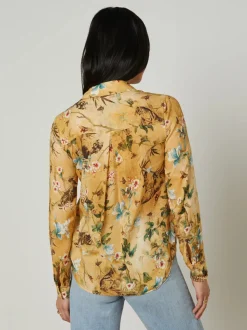 Online - Holly Blouse - Gold Multi Watercolor Tiger Animal Print | Blouses