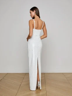 Best - Karma Sequin Maxi Dress - White Sequin Long Dresses | Dresses