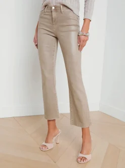 Discount L’agence - Kendra Coated Crop Flare Jean - Rye Coated Flare | Crop