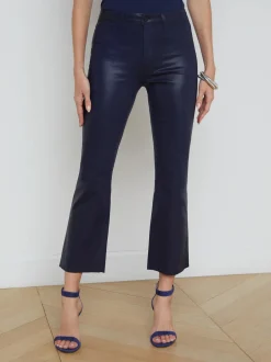 Clearance - Kendra Coated Cropped Flare Jean - Midnight Coated Flare | Denim