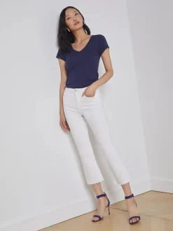 Hot L’agence - Kendra Cropped Flare Jean - Blanc Flare | Crop