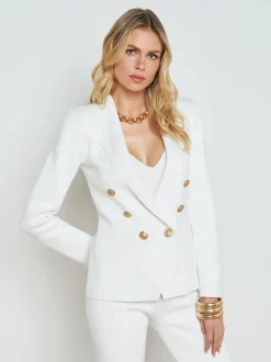 New L’agence - Kenzie Knit Blazer - White/Gold Blazers