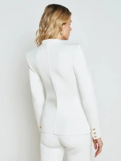 New L’agence - Kenzie Knit Blazer - White/Gold Blazers