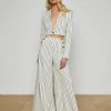 Outlet - Kingston Striped Wide-Leg Pant - Vintage White/Black Pinstripe Pants