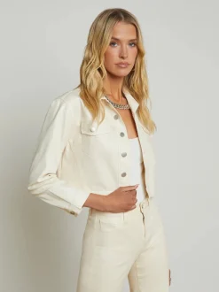 Hot - Koda Coated Cropped Denim Jacket - French Vanilla Coated Denim Jackets | Jackets