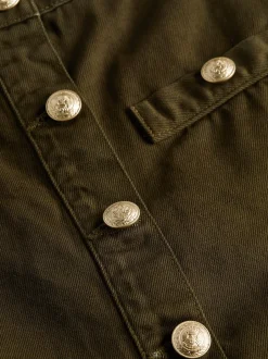 Discount L’agence - Kris Button Front Mini Skirt - Olive Grove Mini Skirts