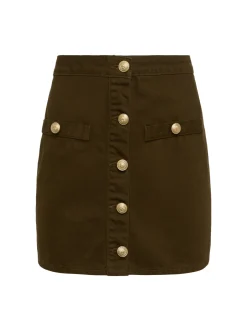 Discount L’agence - Kris Button Front Mini Skirt - Olive Grove Mini Skirts