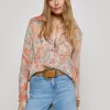Fashion - Laurent Paisley Blouse - Orange/Light Blue Traditional Paisley Blouses