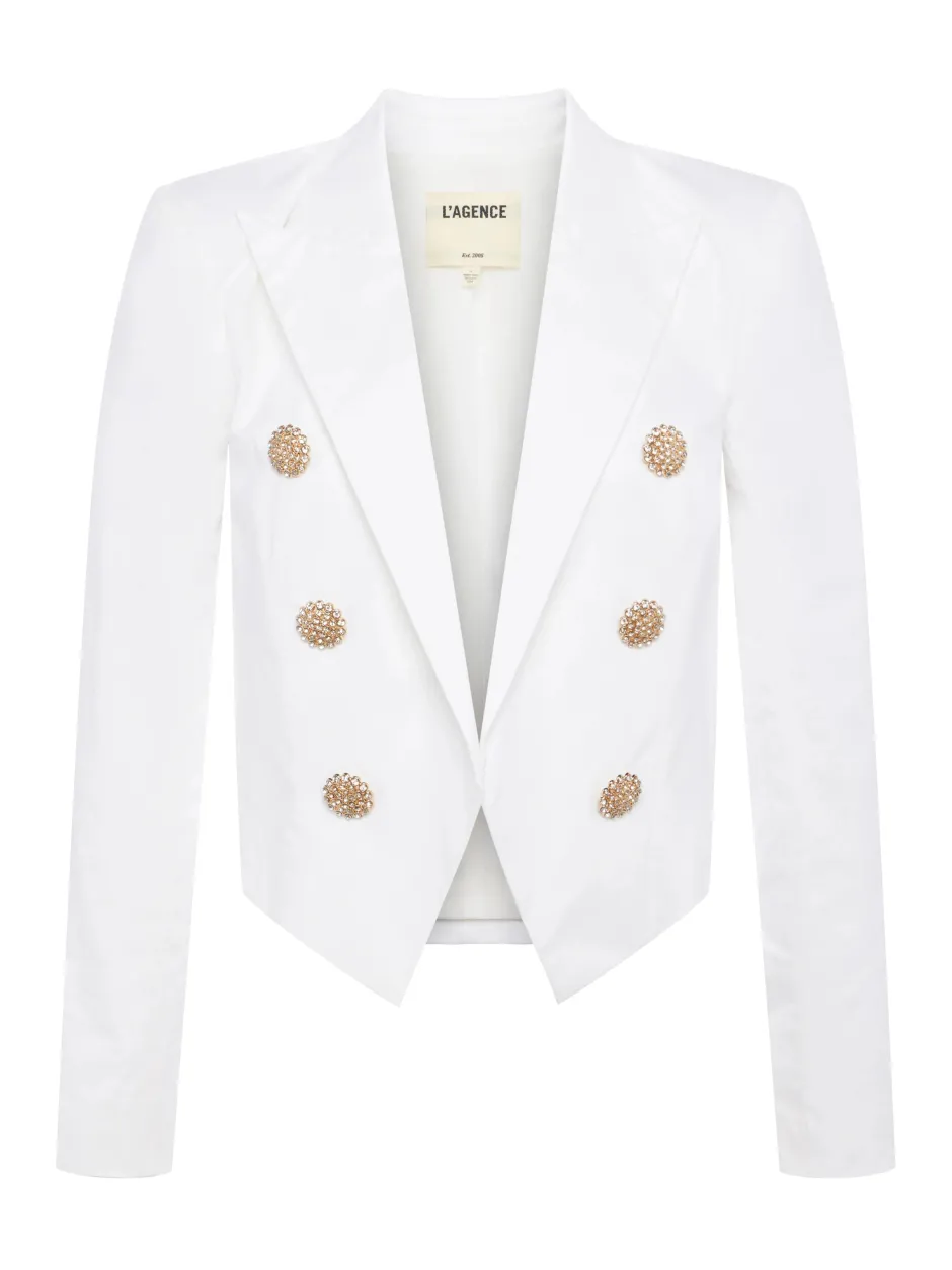 Fashion - Lila Open-Front Blazer - White Blazers