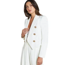 Fashion - Lila Open-Front Blazer - White Blazers
