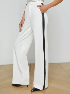 New - Livvy Straight-Leg Trouser - White/Black Pants
