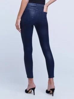 New L’agence - Margot H/R Skinny - Navy Coated Denim | All Denim
