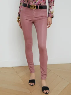 Discount - Marguerite Coated Skinny Jean - Mauve Rose High-Rise | Denim