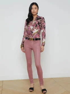 Discount - Marguerite Coated Skinny Jean - Mauve Rose High-Rise | Denim
