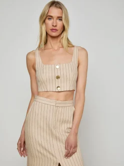Best - Maylin Pinstriped Bralette Top - Tan/Brown Pinstripe Crop Tops