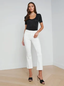 New L’agence - Mira Cropped Micro Boot Jean - Blanc Flare | Crop