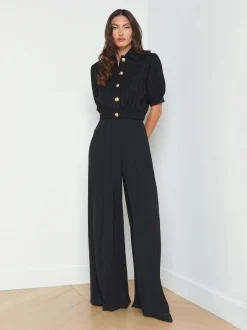 Sale L’agence - Nova Pleated Wide Leg Pant - Black Pants
