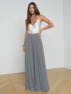 Fashion - Nova Pleated Wide-Leg Pant - White/Black Glen Plaid Pants
