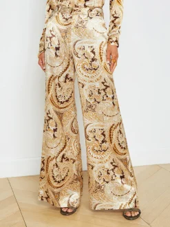 Online L’agence - Pilar Wide Leg Pant - Ivory Multi Boute Paisley Pants
