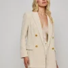 Discount L’agence - Riva Oversized Knit Blazer - White/Ivory/Gold Blazers