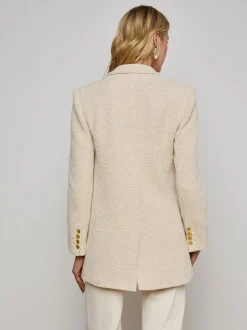 Discount L’agence - Riva Oversized Knit Blazer - White/Ivory/Gold Blazers