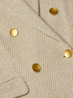 Discount L’agence - Riva Oversized Knit Blazer - White/Ivory/Gold Blazers