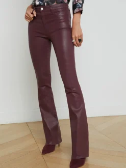 Sale - Selma H/R Sleek Baby Boot - Dark Wine Coated High-Rise | Denim