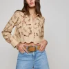 Clearance - Seychelle Cropped Lace Blouse - Almond Blouses