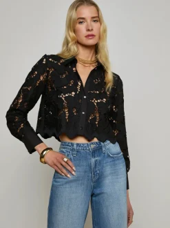 Best - Seychelle Cropped Lace Blouse - Black Blouses