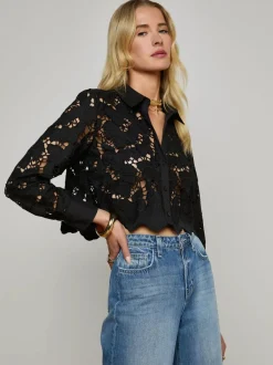 Best - Seychelle Cropped Lace Blouse - Black Blouses