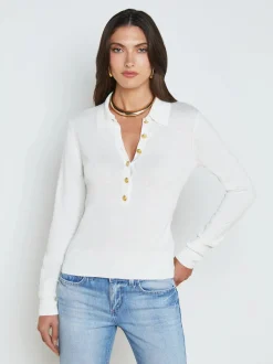 Discount L’agence - Sterling Sweater - White/Gold Sweaters & Knits