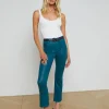 Sale - Tati Coated Micro Boot Jean - Deep Teal Coated Pants | Denim
