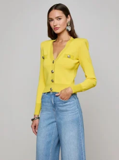 New - Taya V-Neck Cardigan - Lemon Tonic/Nickel Sweaters & Knits