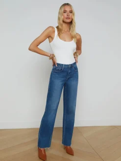 Outlet L’agence - Tiana Raw-Hem Wide-Leg Jean - Stockton Flare | Crop