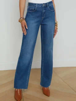 Outlet L’agence - Tiana Raw-Hem Wide-Leg Jean - Stockton Flare | Crop