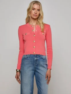 Sale L’agence - Toulouse Cardigan - Coral Rose/Gold Sweaters & Knits