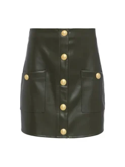 Fashion L’agence - Truman Vegan Leather Mini Skirt - Army Mini Skirts