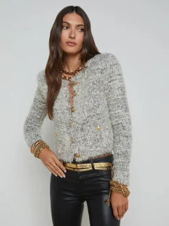 Clearance L’agence - Una Cardigan - Black/Ivory/Gold Sweaters & Knits