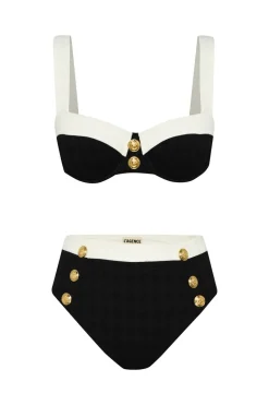 Clearance - Vanessa High Waist Bikini Bottom - Black Bikini