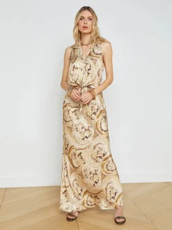 Outlet L’agence - Zeta Maxi Skirt - Ivory Multi Boute Paisley Long Skirts