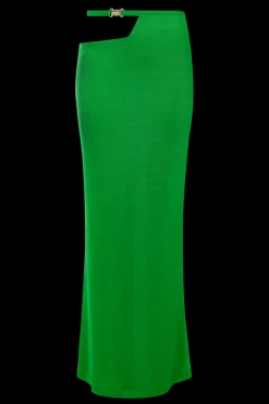 New - Buckle Straight Strap Skirt - Green Long Skirts