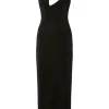 Sale - Double Shoulder V-neck Dress - Black Dresses | Midi