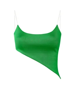 New - Slanted Tube Tank - Green Crop Tops
