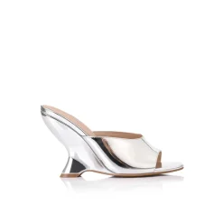 Discount - Martha Wedge Metallic Leather - Silver Shoes